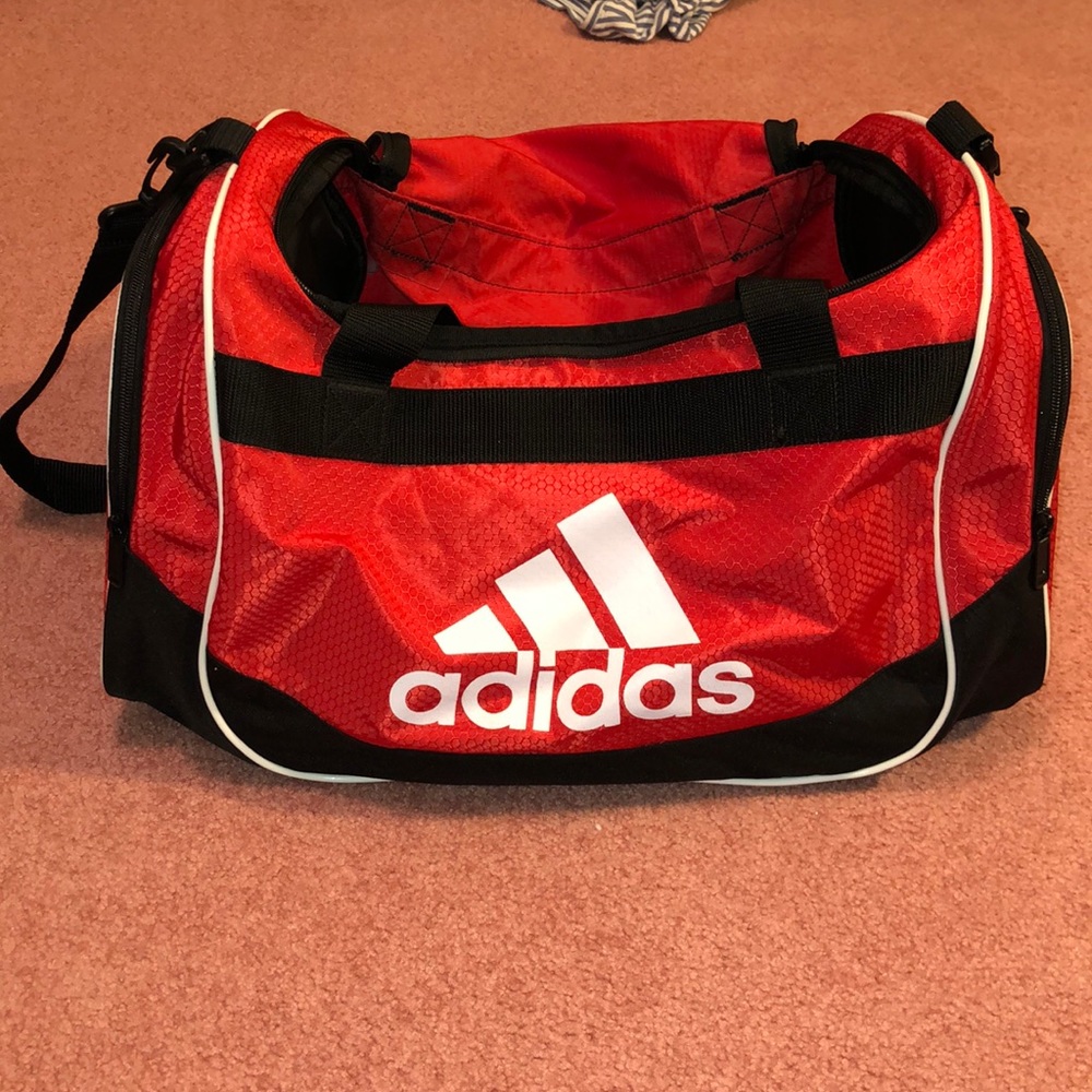 Adidas red duffel bag